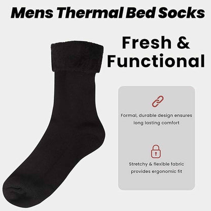 6 Pairs Men's Ultra Soft Thermal Fluffy Bed Socks Cozy Warm Insulated Lounging and Sleeping Socks in Stylish Designs for Winter Comfort UK Sizes 6-11 by Sock Stack