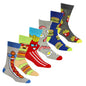 6 Pairs Mens Fun Novelty Cotton Rich Socks Comfortable Breathable with Sculpted Heels and Toes Assorted Styles Perfect Fit UK 6-11 EUR 39-45 by Sock Stack