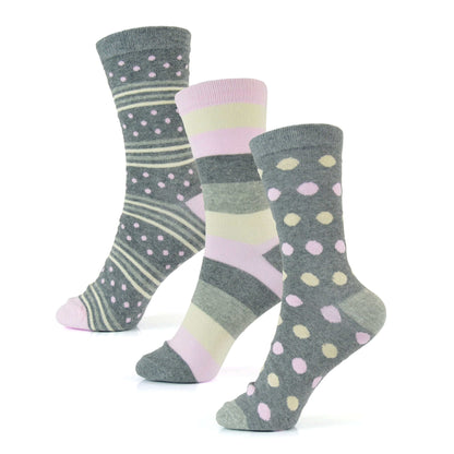 6 Pairs Women's Cotton Rich Socks Fun Designs Stripes Dots Leopard Fox Dog Cat Prints UK 4-7 Breathable Durable by Sock Stack