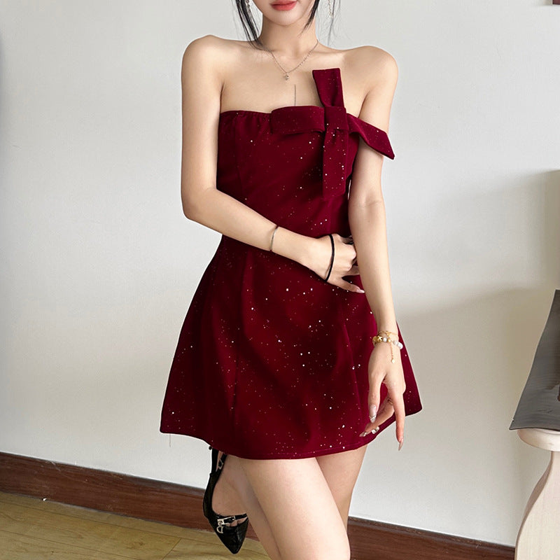 Elegant Solid-color Strapless Dress