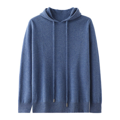 Men's Hooded Solid Color Skin-friendly Knitted Warm Hoodie Bottoming Shirt