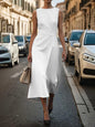 Summer Irregular Sleeveless Dress With Belt Fashion Temperament Slim Back Zipper Dresses For Women Clothing