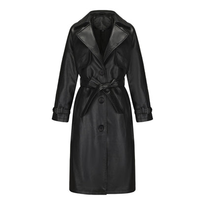 Women's Long, Loose-fit Classic Trench Coat With A Lapel And Belt