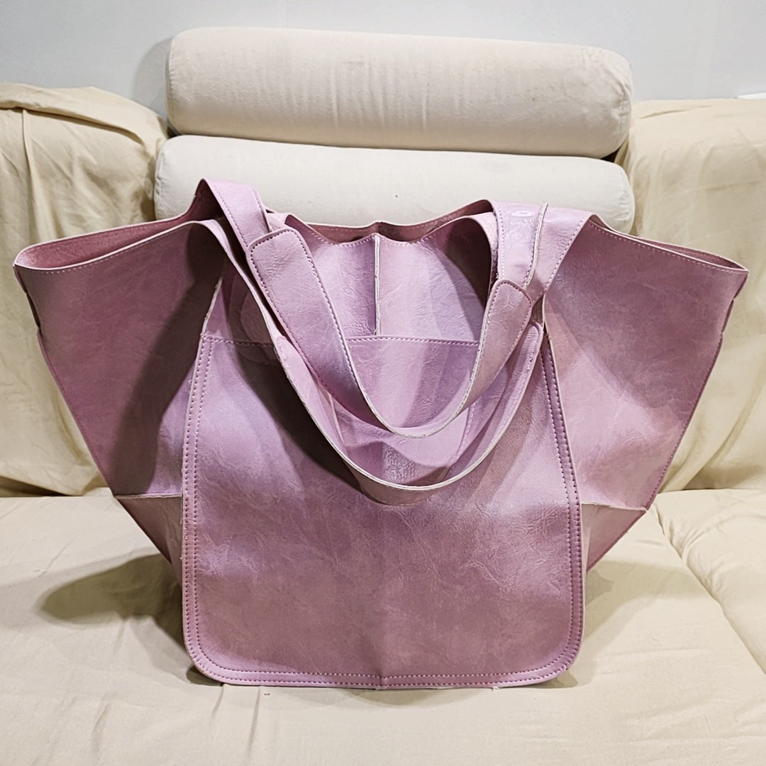 Vintage Large Capacity Handbags PU Soft Leather Big Bag Designer Luxury Women Shoulder Bag Beach On Vacation Woman Tote Bag