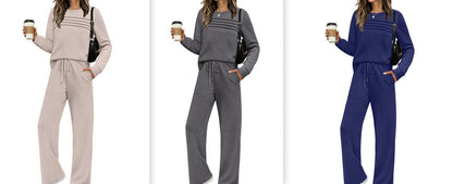 Women's Casual Elastic Waist Trousers Wide-leg Pants