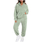 Women's Casual Solid-Color Fleece Hooded Long-Sleeve Top And Pants Set