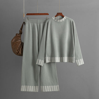 Women's Autumn And Winter Loose Pullover Two-piece Set