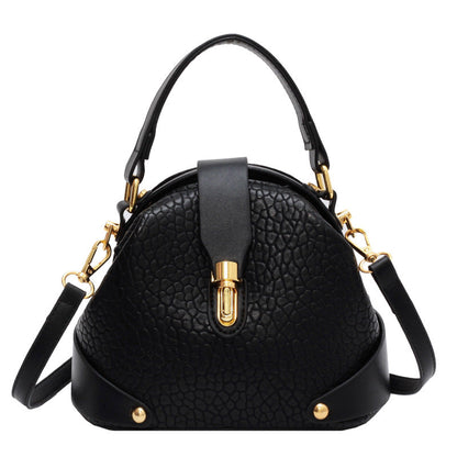 Women's Autumn And Winter Korean Retro Handbag Shoulder Lychee Pattern Small Round Bag