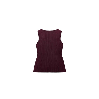 Fashion Plain Gold Button Sweater Vest