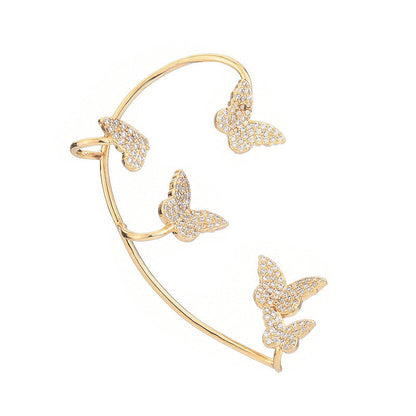 Fashion Gold Metal Butterfly Ear Clips Sparkling Zircon Without Piercing Ear Cuff Clip Earrings For Women Jewelry Gift
