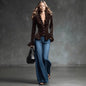 Brown Velvet Top Vintage Fashion Women's Clothing