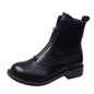 British style front zipper high heel ankle boots