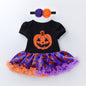 Halloween Pumpkin Short Sleeve Romper
