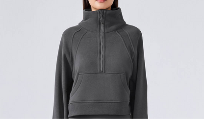 Women’s Half-Zip Fleece Sport Coat with Thumbholes