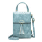 Korean style ladies tassel oil wax leather crossbody bag