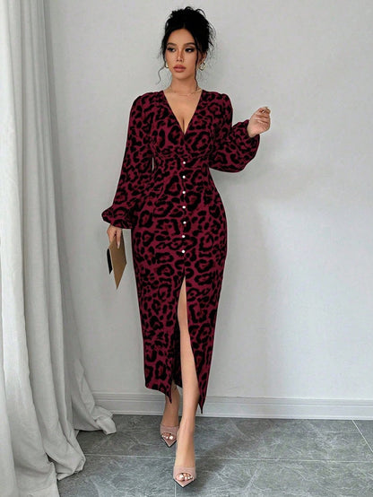 Women's Casual Loose Simple Leopard-Print Dress