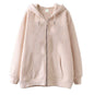 Full-zip Hoodie With Fleece-lined Solid-color Sweatshirt