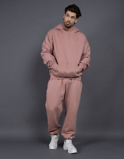 Men's Casual Loose Solid Color Hooded Sweatshirt Pants