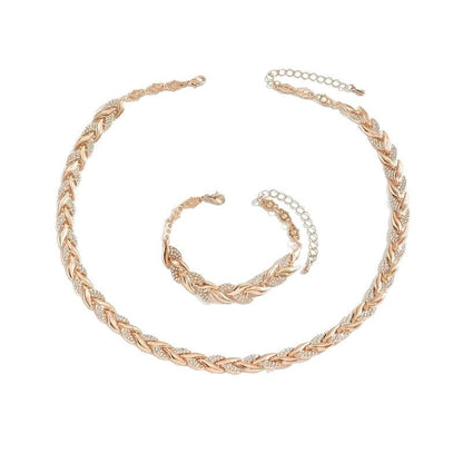 Women's Personality Affordable Luxury Willow Leaf Diamond Bracelet Necklace