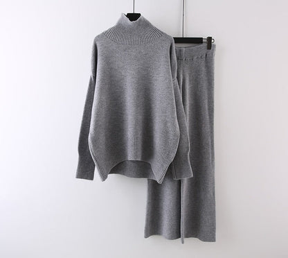 Women's Clothing Casual Sweater Wide Leg Pants Two-piece Set