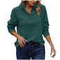 New Solid Color Half Zipper Stand Up Collar Women's Hoodie
