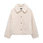 New Fleece Loose Solid-color Lapel Jacket Coat