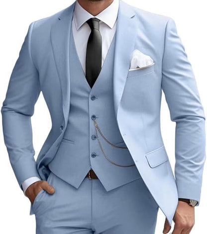 Men's Premium Slim Fit 3-Piece Business Suit - Formal Wedding Banquet Tuxedo Set