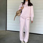 Sports Style Solid Color Long-sleeved Trousers Sweater Suit