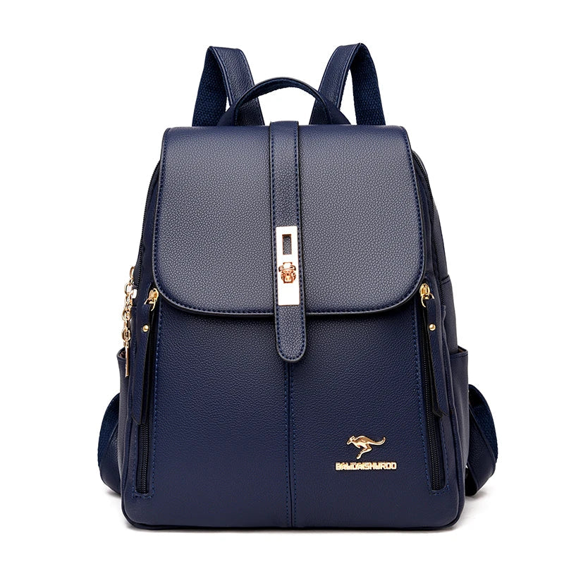 Luxury Women Leather Backpacks for Girls Sac a Dos Casual Daypack Black Vintage Backpack School Bags for Girls Mochila Rucksack