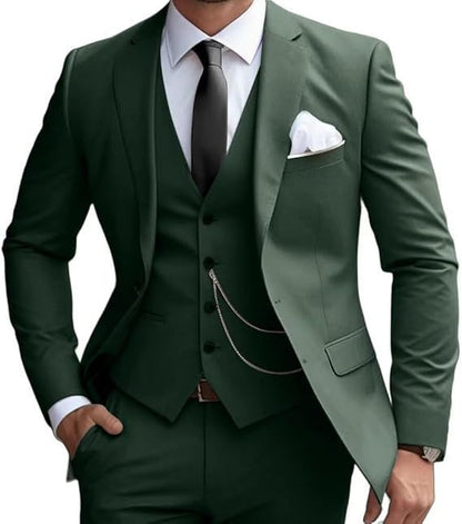 Men's Premium Slim Fit 3-Piece Business Suit - Formal Wedding Banquet Tuxedo Set
