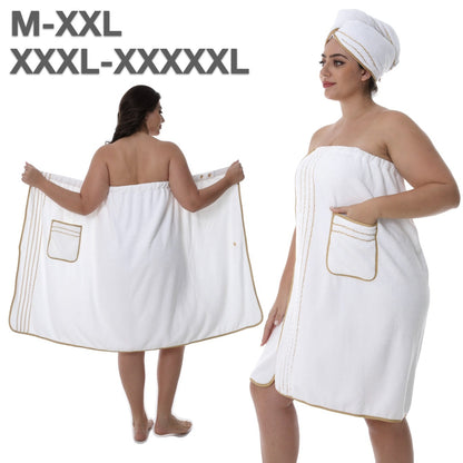 Plus-size Bath Skirt Coral Fleece Bathrobe And Bath Cap Set
