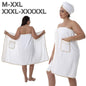 Plus-size Bath Skirt Coral Fleece Bathrobe And Bath Cap Set