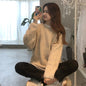 Thick Hemp Flowers Knitted Round Neck Sweater Retro Loose Top