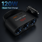 Car Cigarette Lighter Splitter with USB & PD Charging Ports – 3 Socket Adapter