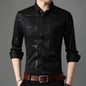 Slim Fit Men's Shirt Dress Long-sleeved Lapel Stripes