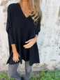 New Autumnwinter Women's Long-sleeve Knitted V-neck Loose-fitting Long Top