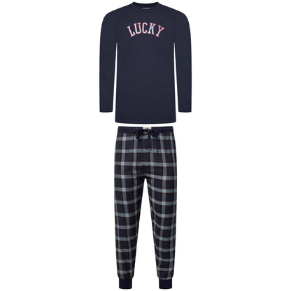 Lucky Brand Crew Neck & Closed Hem Flannel Pant Pyjama Set