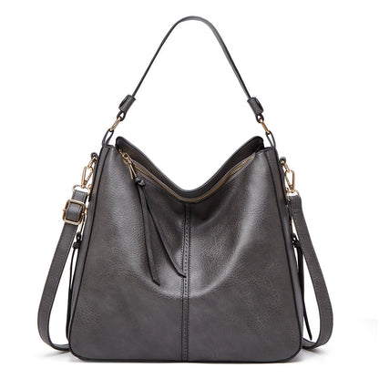 Hobos Zipper Bucket Bags With Adjustable Shoulder-strap Handbags Temperament High Capacity Messenger Shoulder Bag For Women
