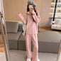 Turtleneck Zipper Lapel Pullover Long Sleeve Sweater Wide Leg Pants Two-piece Set