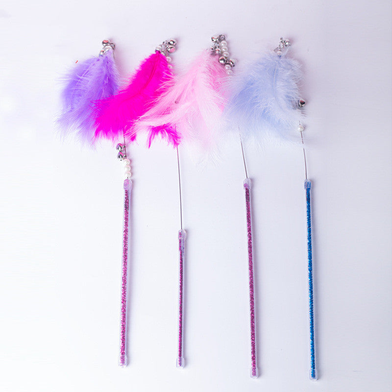 Cat Toy Teaser Plush Feather Bell Teaser Relieving Boredom Self-Hi Pet