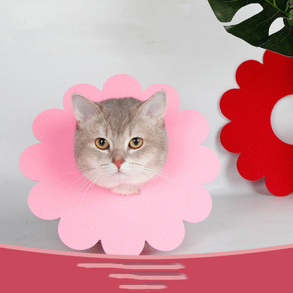 Cat Licking And Biting Sunflower Elizabethan Ring For Pet Dogs Felt Cloth Collar