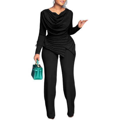 Cropped Top Flared Pants Fashion Casual Set