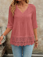 Hollow-out Embroidered Casual Women's Blouse