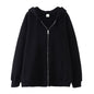 Full-zip Hoodie With Fleece-lined Solid-color Sweatshirt