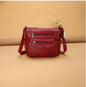 Crossbody Bag Soft Leather Textured Retro Large Capacity Middle-aged