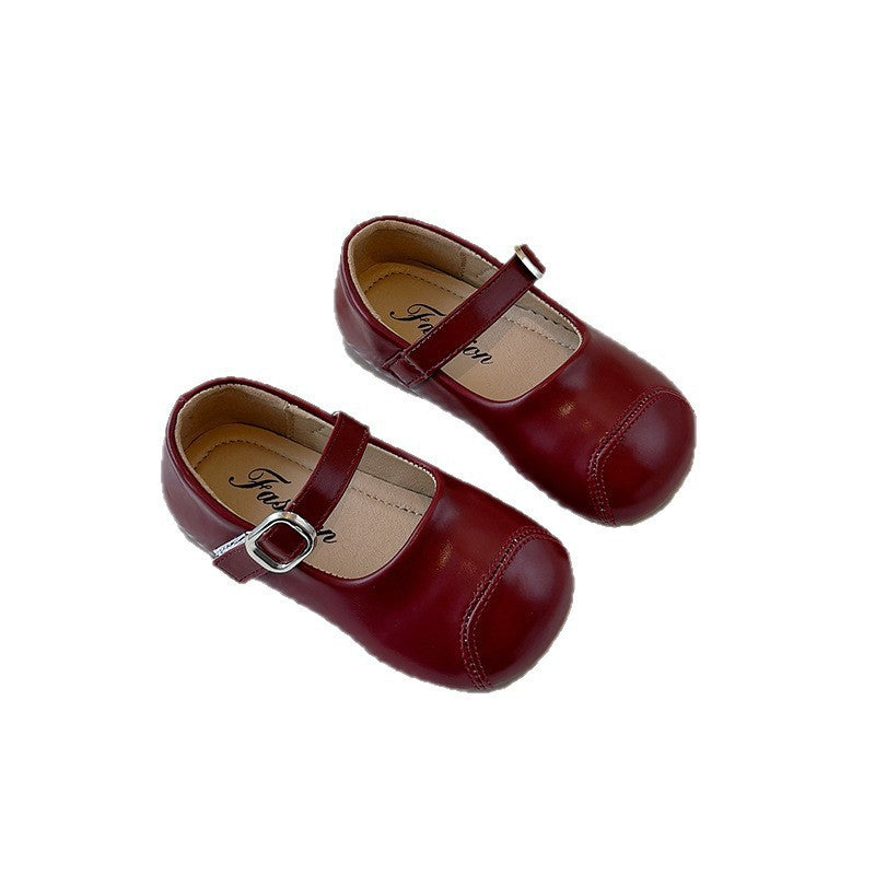 Simple And Versatile Leather Shoes For Little Girls