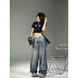 High Street Special-interest Design Wide Leg Washed Jeans