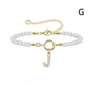 2024 New Fashion Toggle Clasp Initial Bracelet Women A-Z Letter Pendant 6mm Pearl Bracelet For Women Jewelry Gift