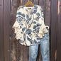 Vintage Spring Blouse with Flower Pattern