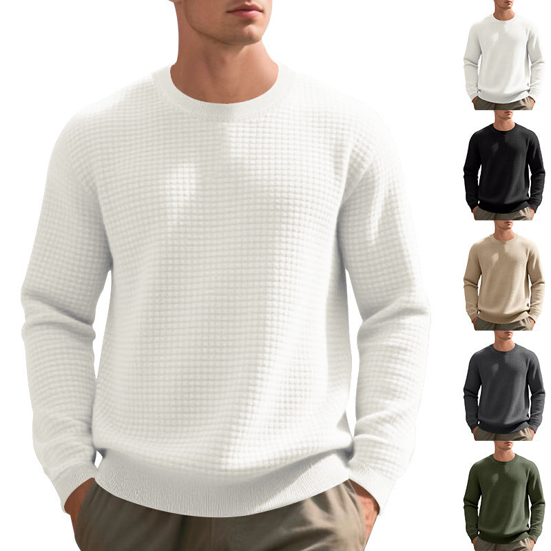 Loose And Simple Sports Jacquard Round Neck Long Sleeve Sweater